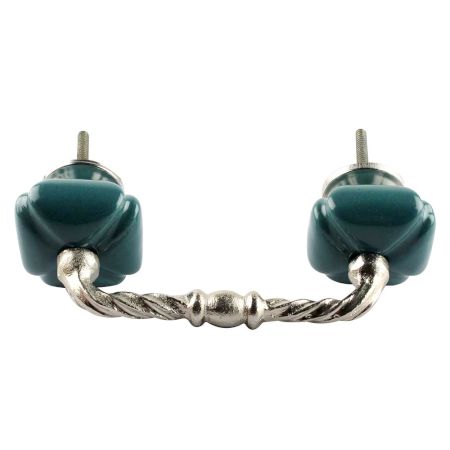 Solid Forest Green Square Ceramic Cut Bridge Handles